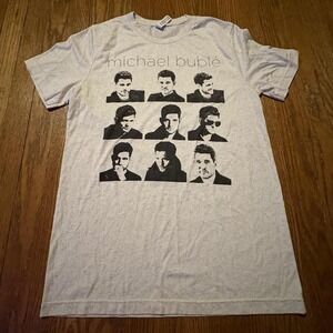 Michael Buble‎ T Shirt Men's Crew Neck Gray Short Sleeve Graphic Tee Size M